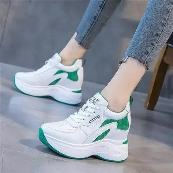 Womens Colorblock Sneakers | Temperature-Regulating Low-Top Platform Shoes in Black, Green